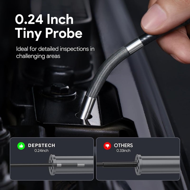 DEPSTECH 210° Two-Way Articulating Borescope, 0.24in Ultra-Slim Endoscope Camera with Lights, 4.5” IPS Screen, 5ft Waterproof Flexible Snake Tube, Industrial Inspection Camera for Automotive Mechanics - Image 5